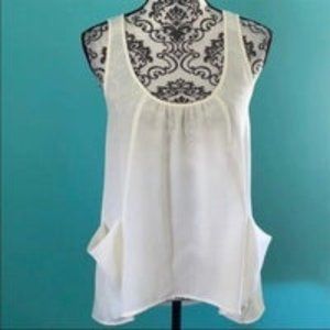 Bebe Off White Loose Pocket Blouse Top
